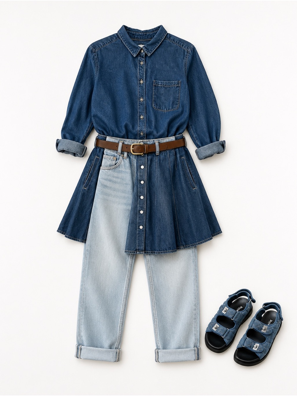Re/Done Two-Tone Blue Denim Jeans